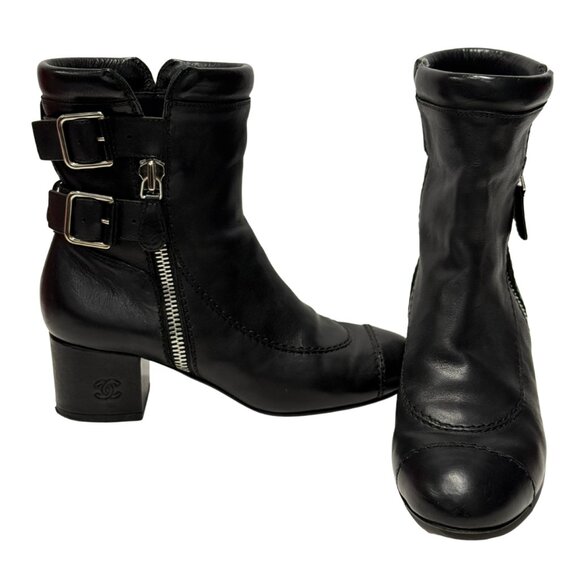 CHANEL black boots size 8 / 38 - Picture 3 of 5